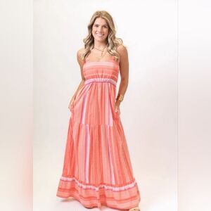 Liverpool Vibrant Coral and Pink Maxi Dress